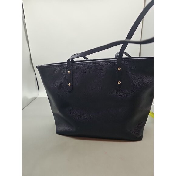 COACH Dark Blue  Leather Tote Bag Large Handled - Picture 4 of 10